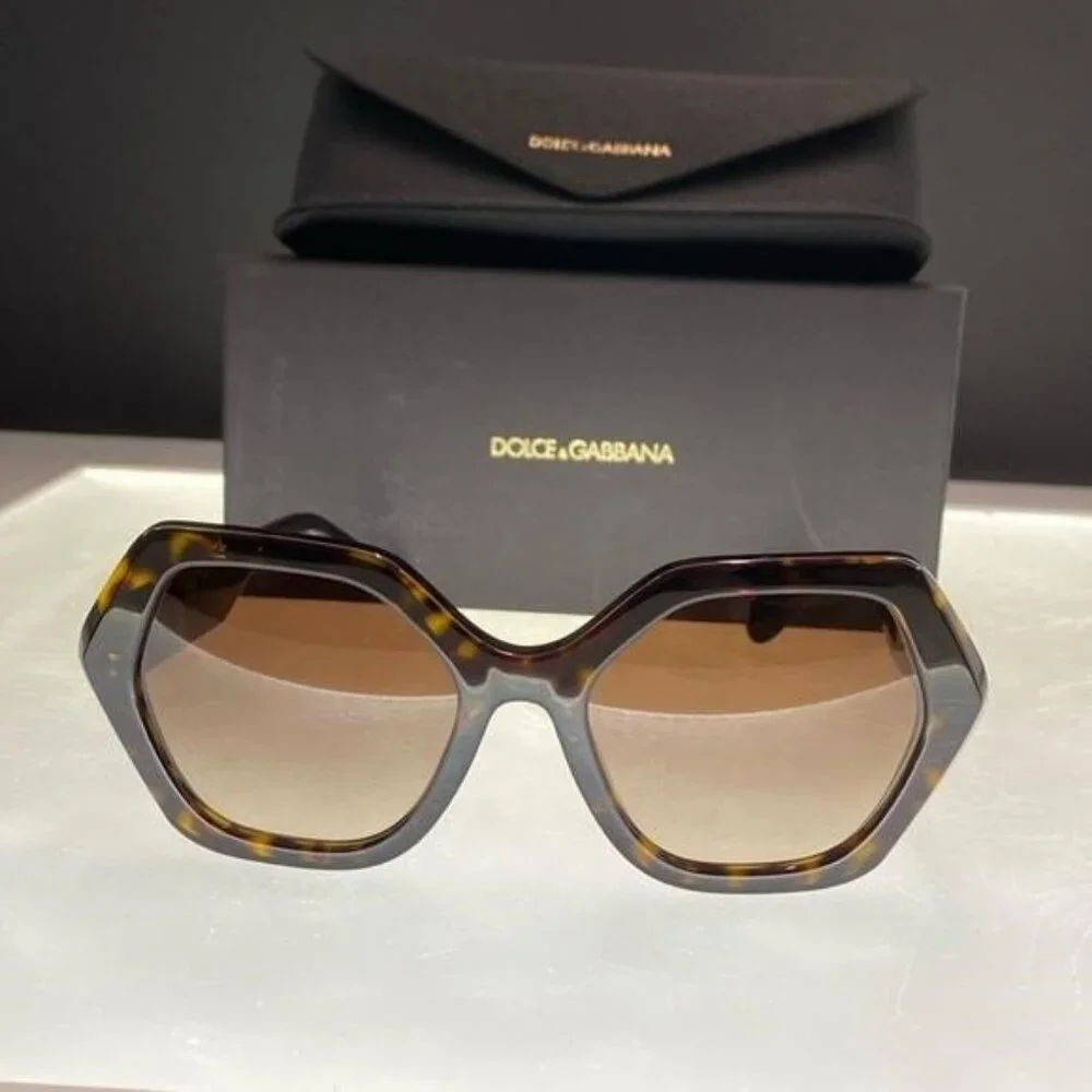 💯 - New Authentic DOLCE & GABBANA Gradient Brown Irregular Ladies Sunglasses